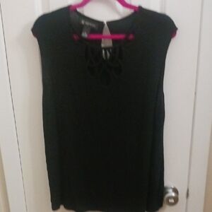 INC International Concepts Black Cutout Blouse